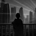Modern cityscape skyline. Alternative banking solutions.